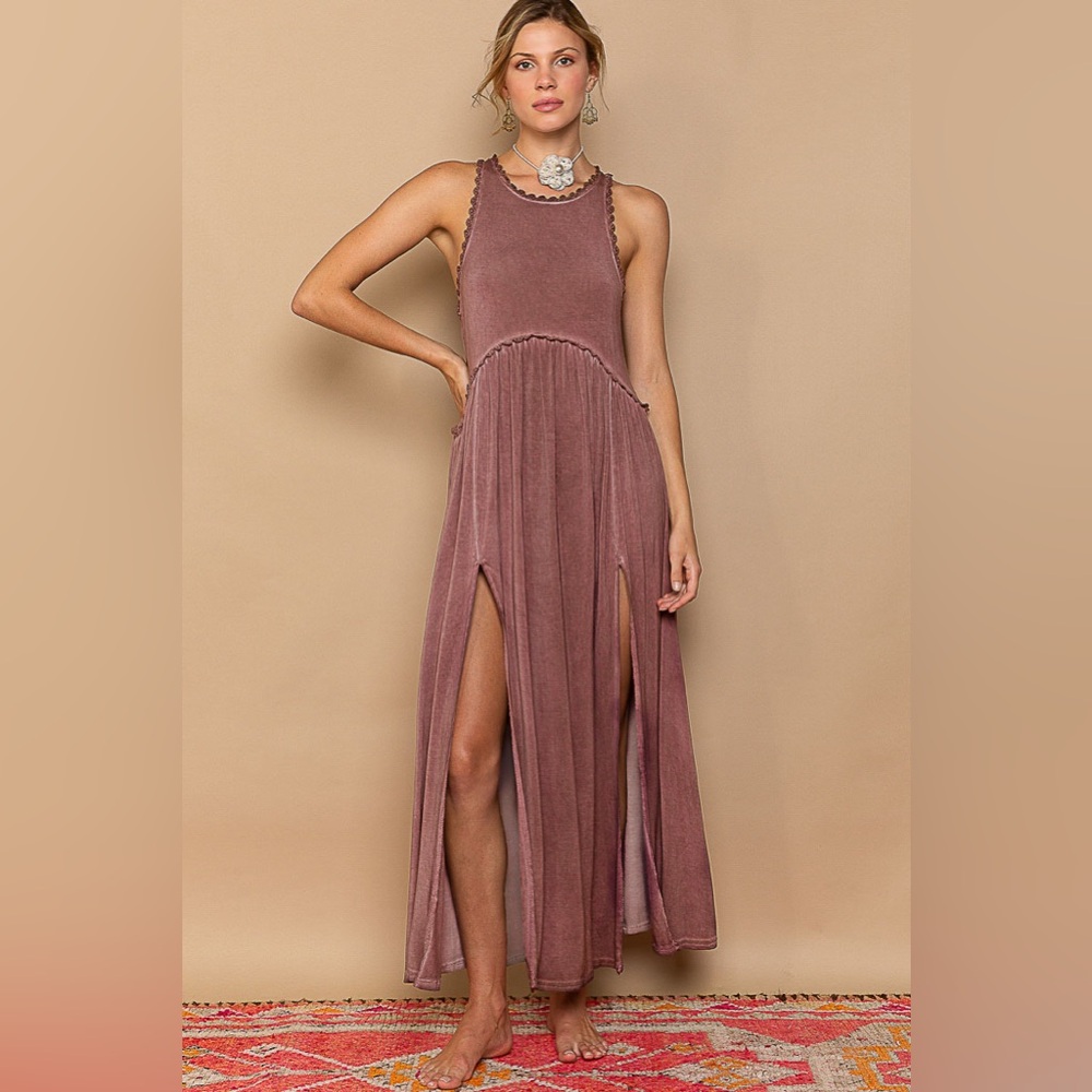 Baby Doll Side Slit Cut Out Maxi Dress - POL